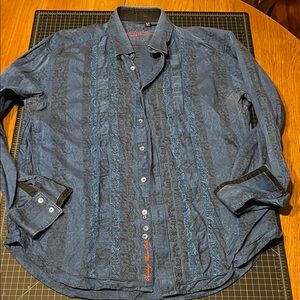 Robert Graham Blue Patterned Shirt xl